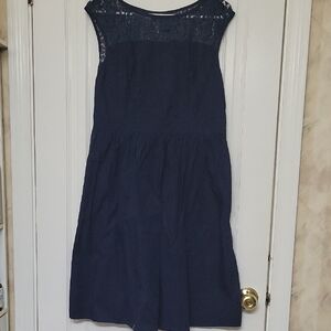 eShakti Dark Blue Lace Mini Dress